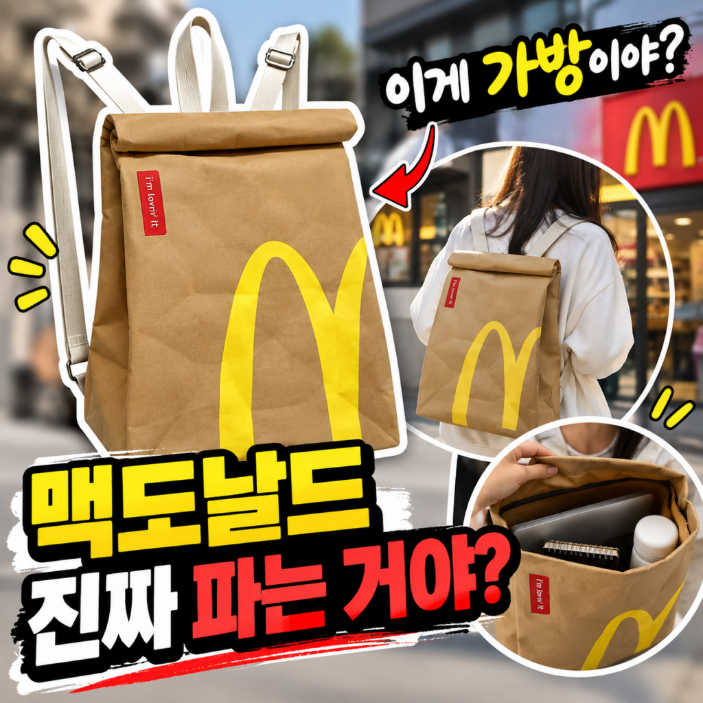 맥도날드 가방 배낭 크로스백 겸용 블랙계열 캐주얼 데일리 백팩 제품 이미지