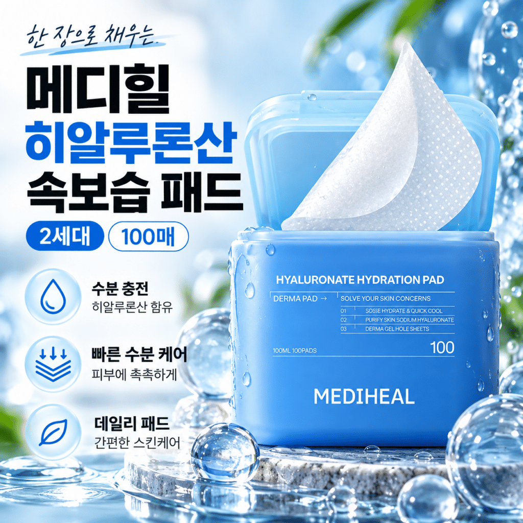 메디힐 히알루론산 속보습 더마 패드 2세대 100매 수분 토너패드 데일리 피부 보습 케어 제품 이미지