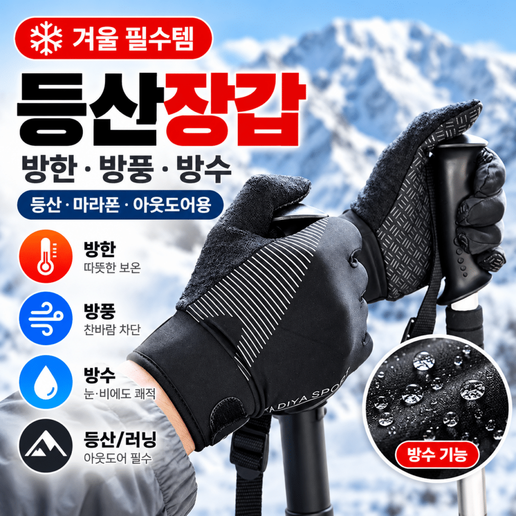 겨울 등산장갑 방한 방풍 방수 기능성 아웃도어 장갑 남녀공용 마라톤 러닝용 제품 이미지