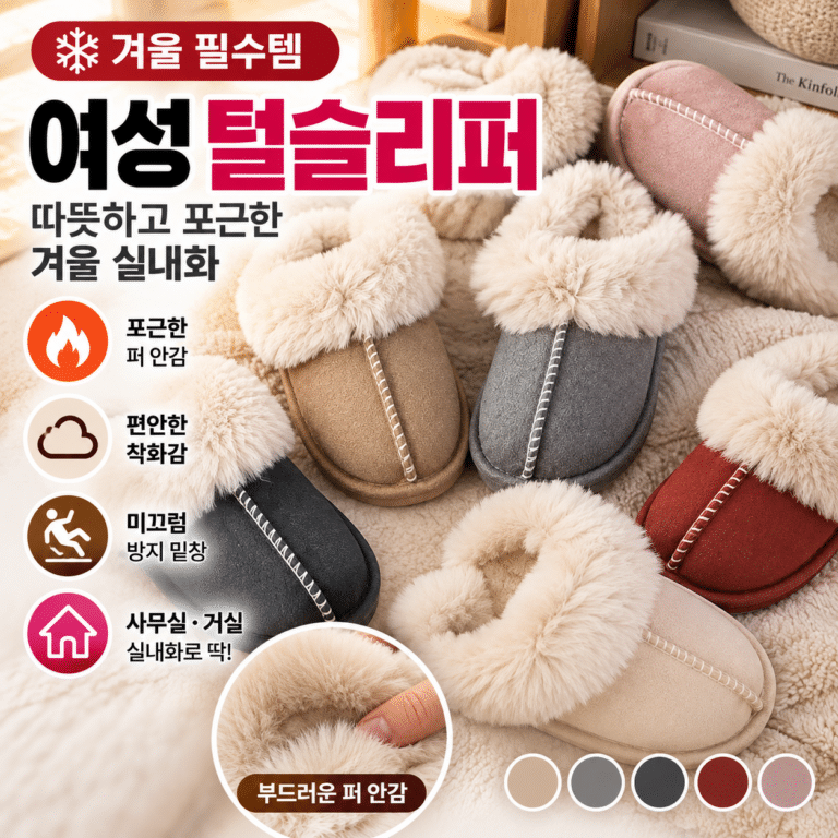 겨울 여성 털슬리퍼 스웨이드 방한 실내화 사무실 거실용 퍼 슬리퍼