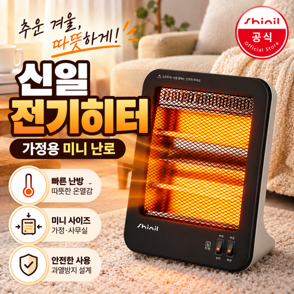 신일 전기히터 가정용 미니 난로 사무실 발난로 겨울 소형 온열기 보조난방 제품 이미지