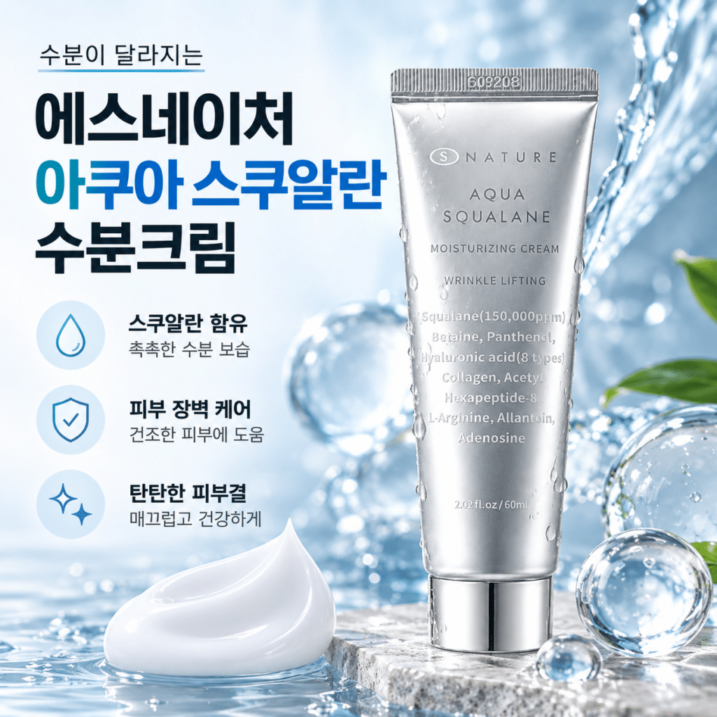 에스네이처 아쿠아 스쿠알란 수분크림 60ml 건조한 피부 데일리 보습 페이스 크림 제품 이미지