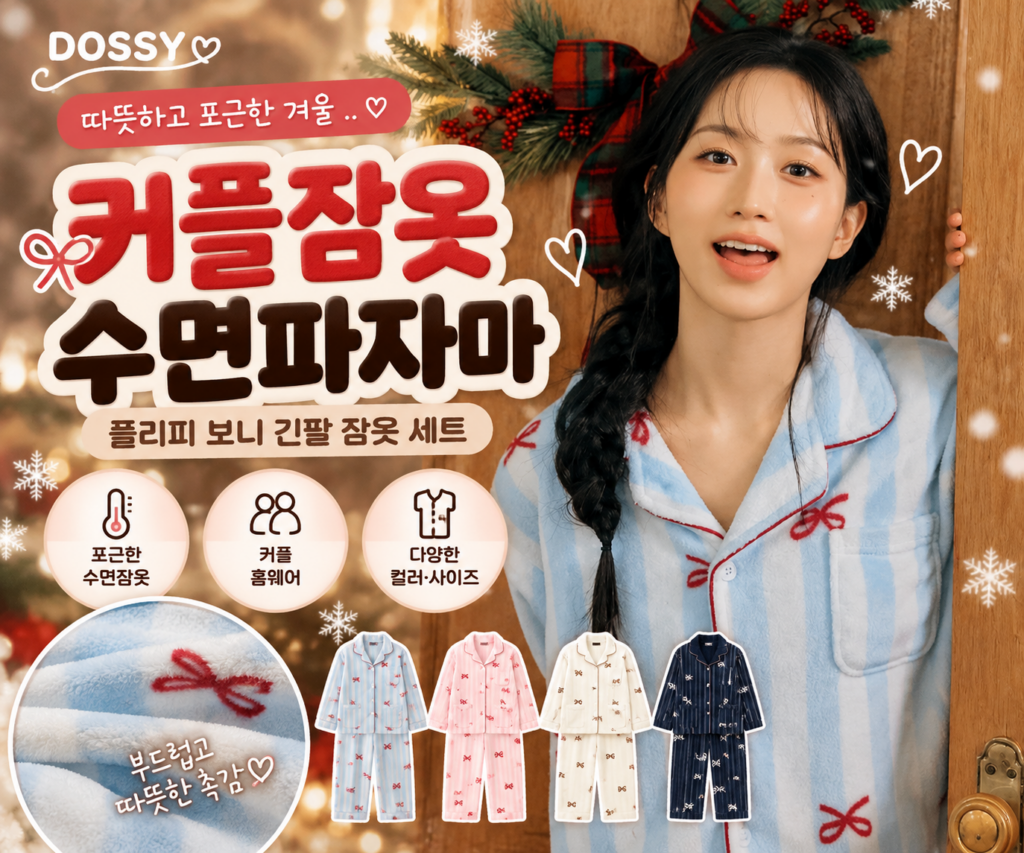 도씨 플리피 보니 커플 잠옷 긴팔 파자마 세트 가을 겨울 수면잠옷 홈웨어 제품 이미지